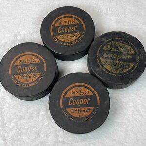 Vintage Cooper Official Hockey Puck Lot of 4 NHL Made in Czechoslovakia